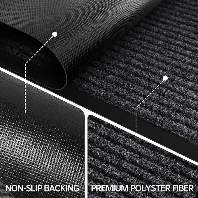 Front Door Mat, Heavy Duty Indoor Outdoor Entrance Door Mat, 48" x 24" Commercial Door Mats for Entryway, Durable Non-Slip Rubber Backing, Low-Profile Welcome Mats for Entry, Gray by GreenHaven Gardens