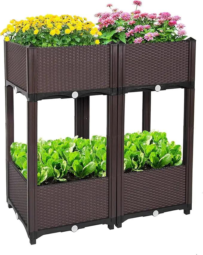 D'vine Dev Raised Beds - Elevated Garden Box with Drainage Plug, Standing Planter Beds for Vegetable/Flower/Herb Gardening Kit, RGB-4 by GreenHaven Gardens