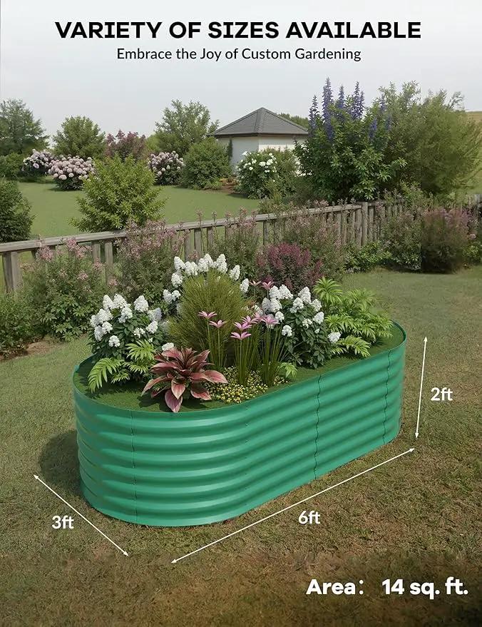 2 Pcs Raised Garden Beds Outdoor 6x3x2ft - Galvanized Steel Planter Box for Vegetables, Flowers, Rust-Resistant Garden Box, Easy Assembly Raised Beds, Durable Planters for Outdoor Plants, Green by GreenHaven Gardens