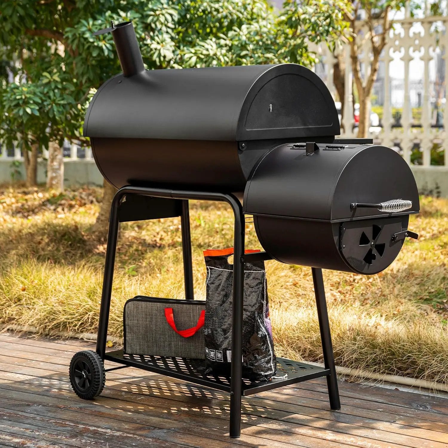 Royal Gourmet CC1830FC Charcoal Grill Offset Smoker (Grill + Cover), Black by GreenHaven Gardens