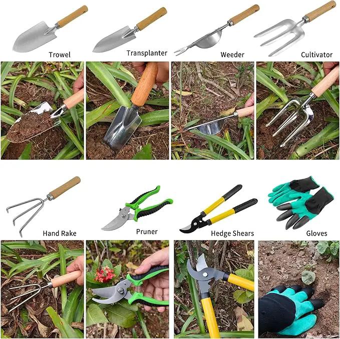 Gardening Tools – 42 Piece Premium Gardening Tool Set,Heavy Duty Hand Tools with Fashion Garden Tools Organizer Handbag,Rust-Proof Gardening Tool Kit, Ideal Gardening Gifts for All (Green Floral) by GreenHaven Gardens