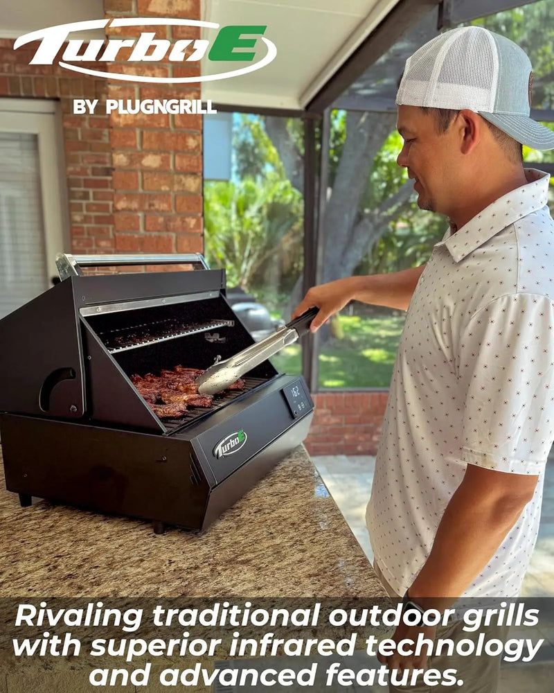 Turbo E Outdoor Electric Grill by PLUGNGRILL - High-Power 1700W Infrared Grill Technology - 24-Inch Smart BBQ Grill with Probe & Digital Display for Precise Cooking & Searing (Turbo E) by GreenHaven Gardens