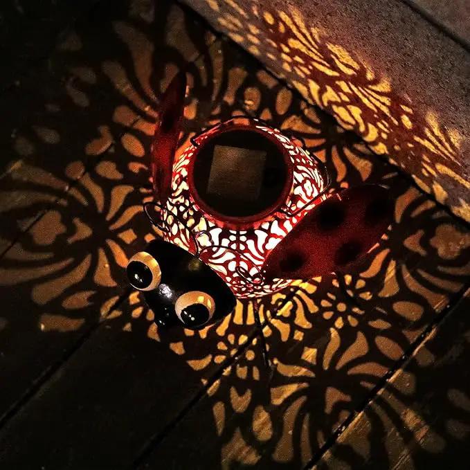 Teaeeno Ladybug Solar Light Lantern Garden Decor,Metal Animal Decorative Ladybug Sculpture,Garden Yard Lawn Backyard Ornament Decor,Home, Lawn, Patio,Metal Animal Ornament, Women/Gardening Gifts by GreenHaven Gardens