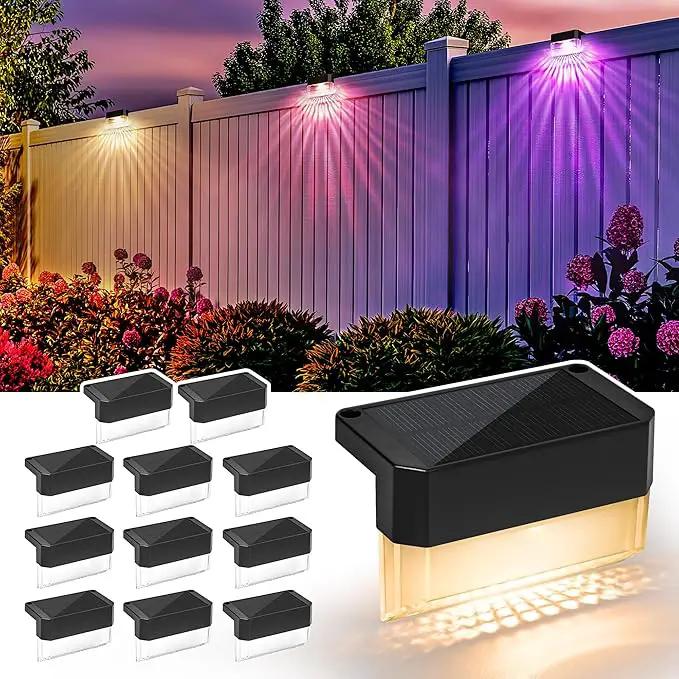SOLPEX Solar Fence Lights Outdoor,Solar Deck Lights Waterproof Led Solar Lights for Outdoor Stairs,Step,Patio,Yard,Garden,Balcony and Porch,12 Pack Shell-Like Light Spots(Black Shell,Warm White&RGB) by GreenHaven Gardens