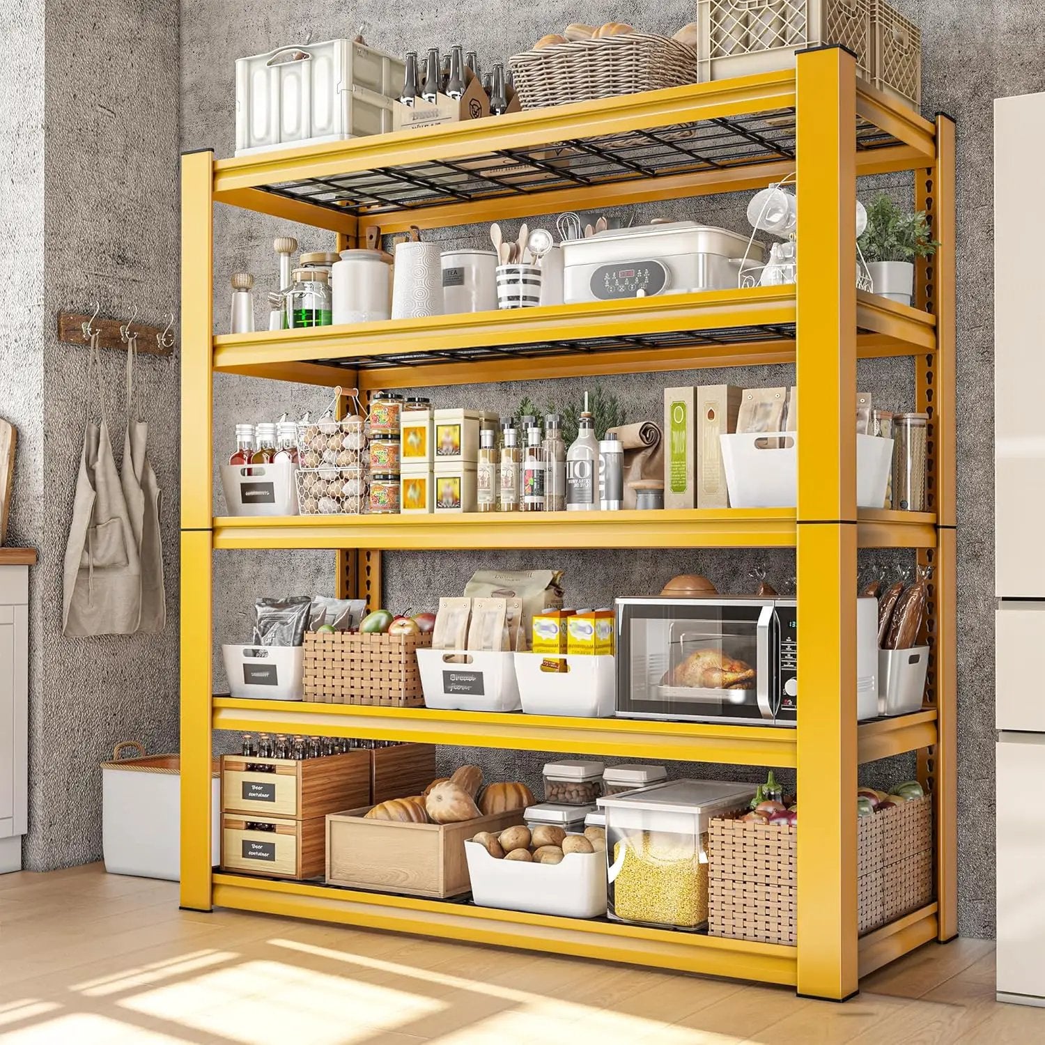 REIBII 72''H Garage Shelving 3010 LBS Storage Shelves Adjustable Metal Shelving 5 Tier Metal Shelves for Storage Industrial Shelf for Kitchen Pantry Warehouse Basement 72" HX35.5 WX16 D, 4 Pack by GreenHaven Gardens