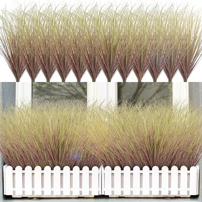 36Pcs Artificial Grass Plants, Faux Shrubs Wheat Grass, Artificial Tall Grass Fake Plants for Outdoor Decor,Artificial Greenery Stems Weed for Room Indoor Home Decor（Light Purple） by GreenHaven Gardens