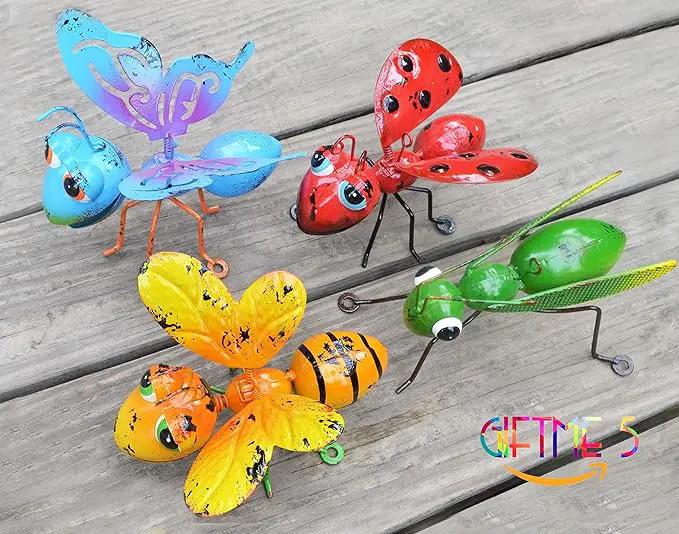 GIFTME 5 Metal Garden Sculptures Statues Yard Art Decoration,Set of 4 Garden Decor Perfect Hanging The Tree, Porch,Backyard or Patio Wall Decor by GreenHaven Gardens