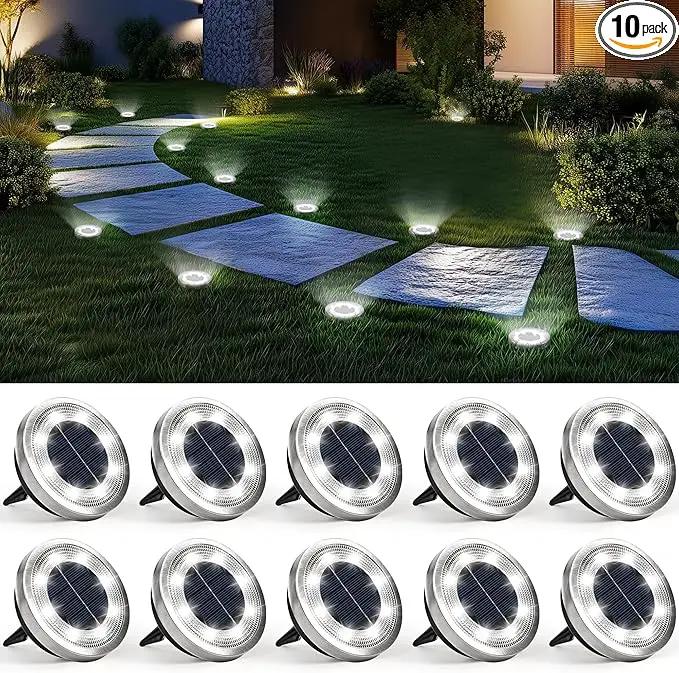 SOLPEX 10 Pack Solar Ground Lights Outdoor Waterproof, Solar Powered Pathway Lights, Landscape Lighting for Garden Walkway Driveway Backyard Decor (Cool White) by GreenHaven Gardens