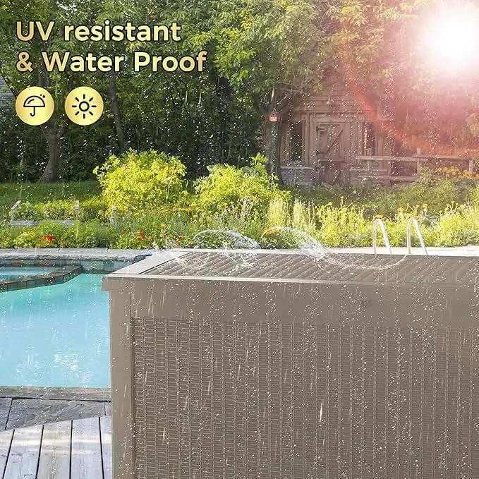320 Gallon Lockable Resin Deck Box, Waterproof & UV-Resistant Outdoor Storage Box for Outdoor Cushion Storage, Garden Tools & Pool Accessories Storage, Gray by GreenHaven Gardens