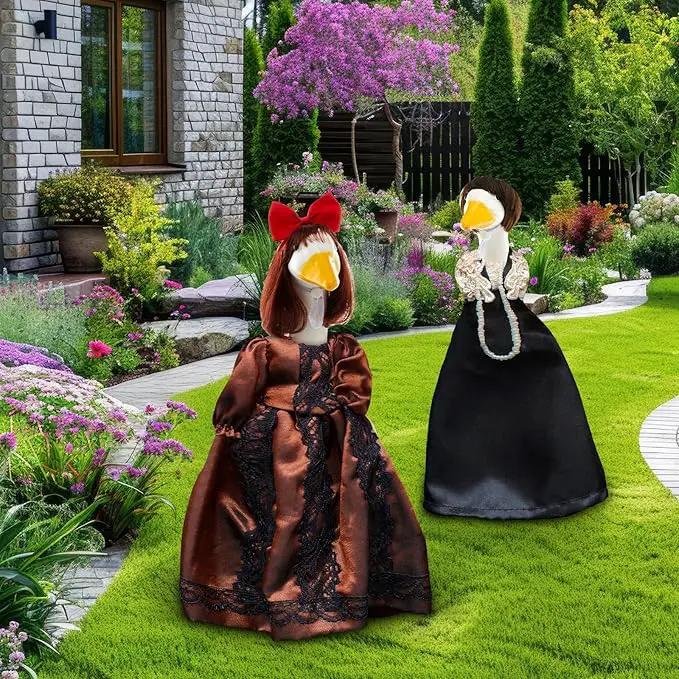 3 Pcs Porch Goose Outfit, Cute Porch Goosey Braid Wig, Crochet Hook Portico Goose Wig for Lawn Goosey Garden by GreenHaven Gardens