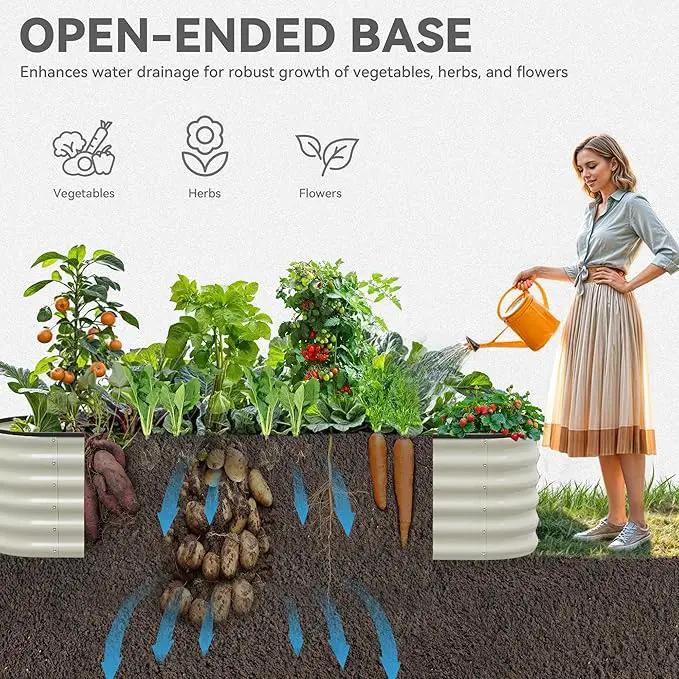 YITAHOME 17" Tall 6 in 1 Large Raised Garden Bed Kit, 6.5x2x1.4ft Galvanized Metal Planter Box with Gloves & Safety Rubber, Outdoor Above Ground Planters for Plants Vegetables Flowers, White by GreenHaven Gardens