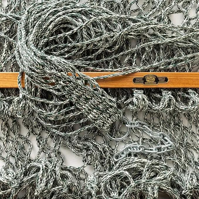 Original Pawleys Island Large Green Oatmeal Heirloom Tweed DURACORD® Rope Hammock with Extension Chains & Tree Hooks, Handcrafted in The USA, 450 LB Weight Capacity, 13 ft. x 55 in. by GreenHaven Gardens