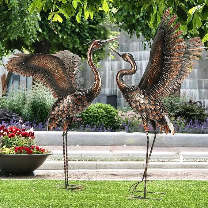 chisheen Garden Statue Outdoor Metal Heron Crane Yard Art Sculpture for Lawn Patio Backyard Decoration,46 inch (2-Pack) by GreenHaven Gardens