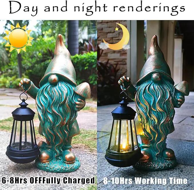 JOYBEE Garden Statues Gnomes with Solar Lantern Outdoor Decor-Gnomes Solar Figurines Lights Decorations for Patio Yard Lawn Ornaments-Gifts for Birthday Easter Housewarming by GreenHaven Gardens
