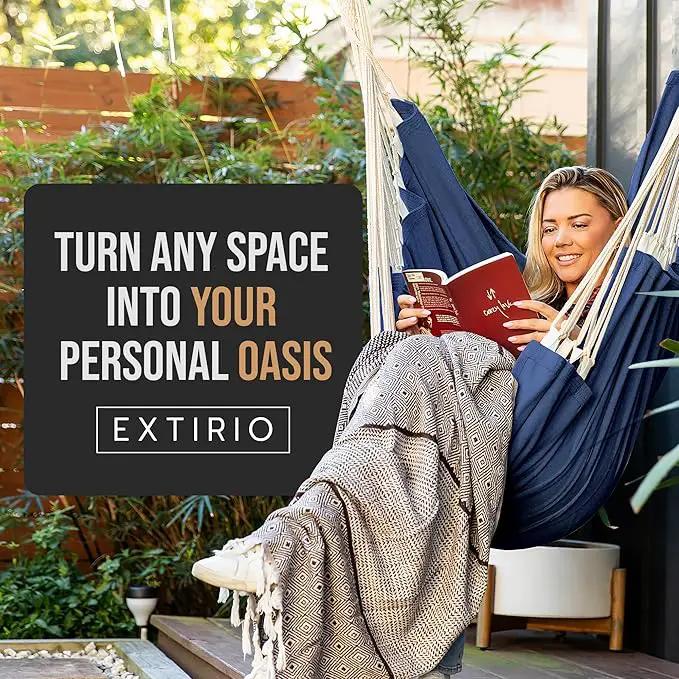 Hanging Hammock Chair Swing – Hanging Chair Outdoor & Indoor - Hammock Swing Chair – Quick & Easy Setup with Hardware Kit – Durable & Spacious Full Body Support – Holds 440 Lbs by GreenHaven Gardens