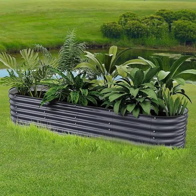 17" Tall Raised Garden Beds Outdoor - Galvanized Aluminum-Magnesium Stainless Steel Durable Metal Planter Box for Growing Plants, Vegetables, Flowers, Fruits (Deep Grey) by GreenHaven Gardens