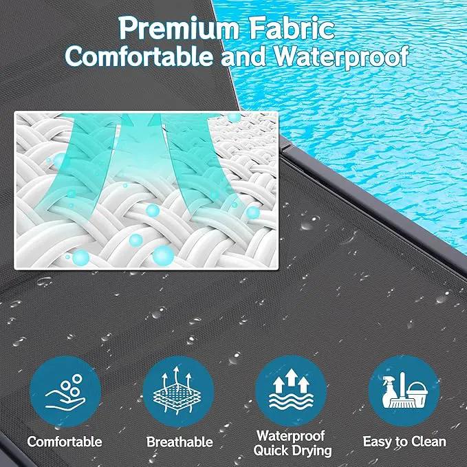 Outdoor Chaise Lounge Chair, Foldable & Assemble-Free, 6 Adjustable Positions, Durable Rust-Resistant Frame, Portable Outdoor Pool Lounge Chairs for Pool Patio Beach, Black by GreenHaven Gardens