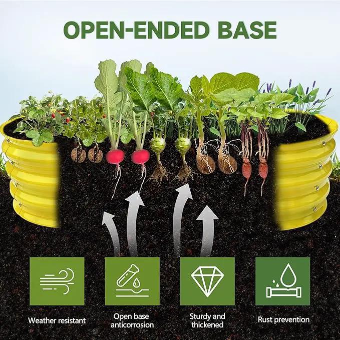 Raised Garden Bed 4x2x1ft Large Galvanized Raised Garden Beds Kit 1Pack Outdoor Yellow Planter Box with Rubber Stripe and Safety Gloves for Vegetables, Fruits, Flowers by GreenHaven Gardens