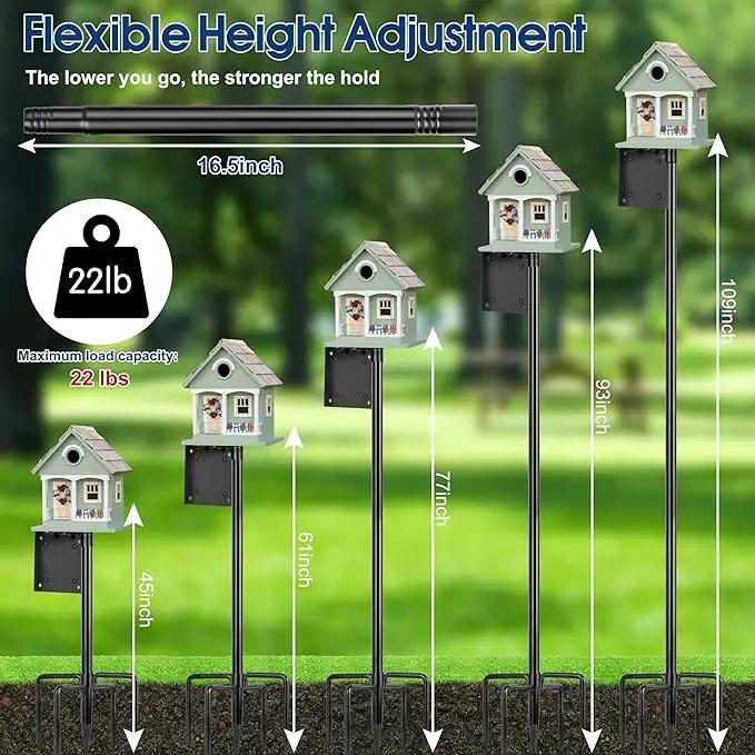 Ottsuls 2 Pack 109 Inch Heavy Duty Bird Feeder Pole Kit for Wild Birds, with 5-Prong Base Feeding Station, Adjustable Birdhouse Stand by GreenHaven Gardens