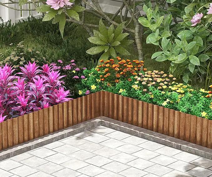 Metal Garden Edging Border, Corrugated Steel Landscaping, DIY for Lawn (Rusty, 8 Inch x 10FT) by GreenHaven Gardens