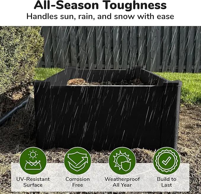 Raised Garden Bed - 2x4 ft Planter Box - Black HDPE - No Tools Needed - DIY Kit for Urban Gardening, Flowers, Herbs & Vegetables - Made in The USA by GreenHaven Gardens