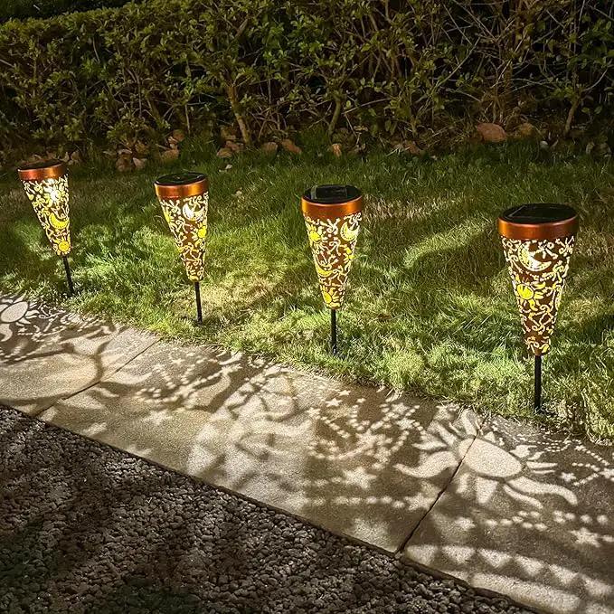 DIBIEECN 2 Pack Sun and Moon Solar Pathway Lights Outdoor,Metal Garden Decorations Outdoor Lights with Patterns and Warm Light,Waterproof Landscape Lighting for Path Patio Backyard Walkway Yard by GreenHaven Gardens