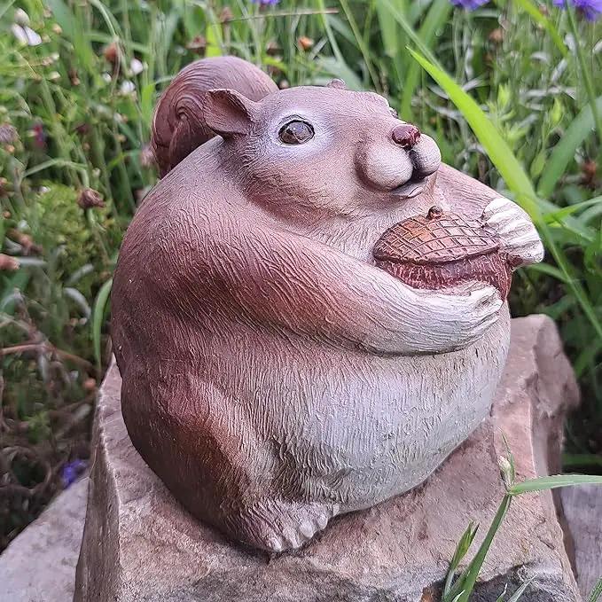 Stocky Squirrel Outdoor Hidden Key Hider and Decorative Patio, Lawn and Garden Statue by GreenHaven Gardens