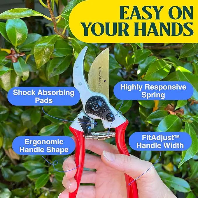 Haus & Garten ClassicPRO 8.5" Professional Premium Titanium Bypass Pruning Shears - Use As Pruners, Garden Shears, Heavy Duty Handheld Pruning Shears For Gardening, Clippers, Pruner Scissor Tool by GreenHaven Gardens
