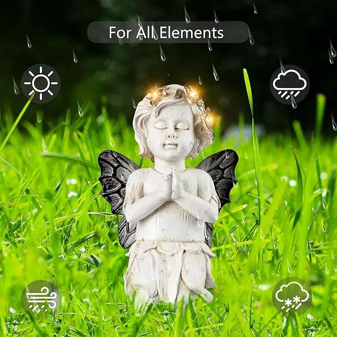 Leekung Angel Statues for Garden Decor - with Solar Powered Light Angel Garden Statues Outdoor Garden Sculptures & Statues Angels Figurines Memorial Praying Sculpture for Patio Lawn Yard Porch Gifts by GreenHaven Gardens
