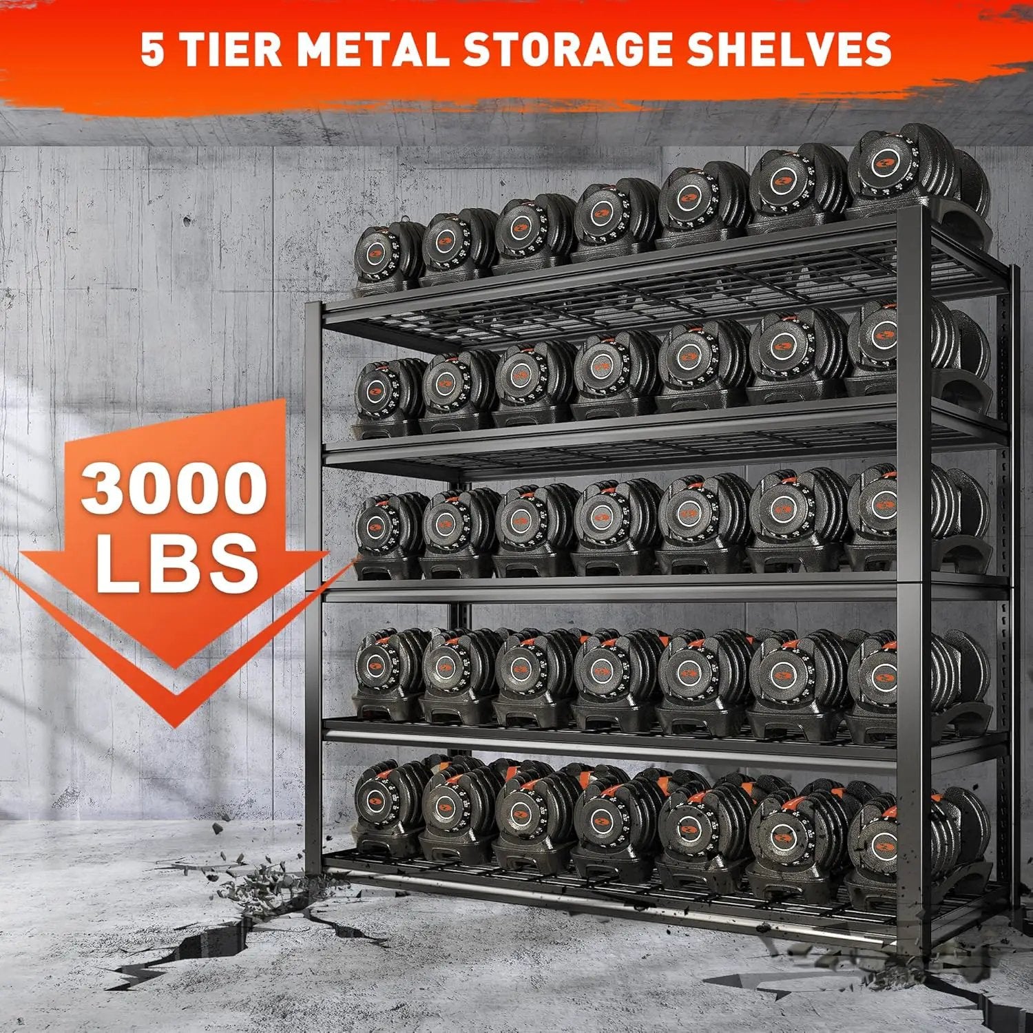REIBII 48.2''W Garage Shelving Heavy Duty Metal Shelving 3000LBS Storage Shelves Adjustable Metal Shelves Industrial Garage Shelf for Warehouse Basement 48.2 "W x 24.2" D x 72.2 "H by GreenHaven Gardens