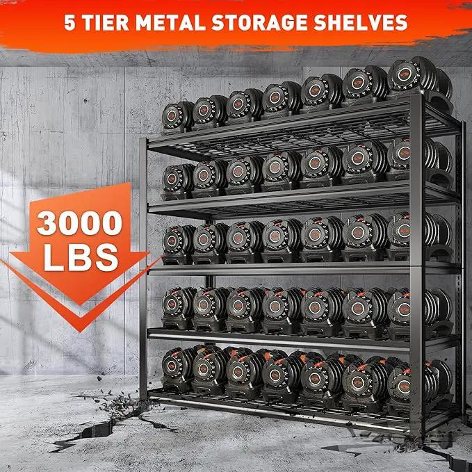 REIBII 48.2''W Garage Shelving Heavy Duty Metal Shelving 3000LBS Storage Shelves Adjustable Metal Shelves Industrial Garage Shelf for Warehouse Basement, 4 Pack by GreenHaven Gardens