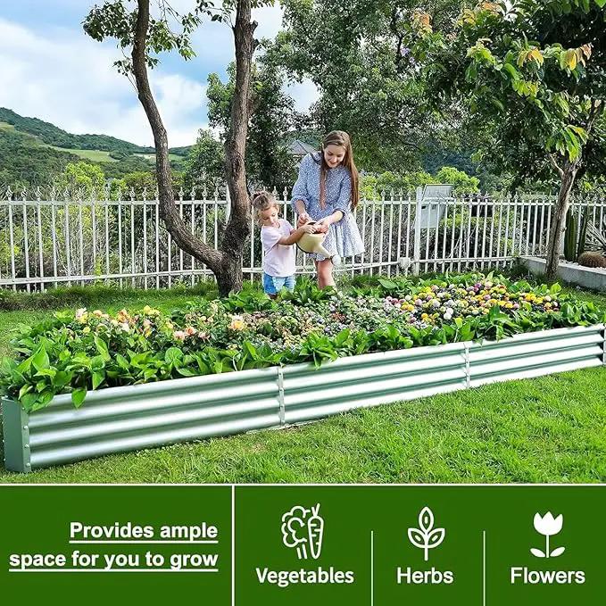 Land Guard 12×4×1ft Galvanized Raised Garden Bed Kit for Vegetables 2 Pack, Galvanized Super Large Metal Planter Raised Garden Boxes Outdoor by GreenHaven Gardens