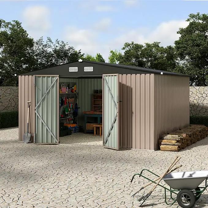 10x12 FT Metal Storage Sheds Outdoor, Metal Yard Sheds Garden Shed Kit, Tool Shed with Lockable Door, Utility Sheds Buildings with Air Vent for Backyard Garden Patio Lawn by GreenHaven Gardens