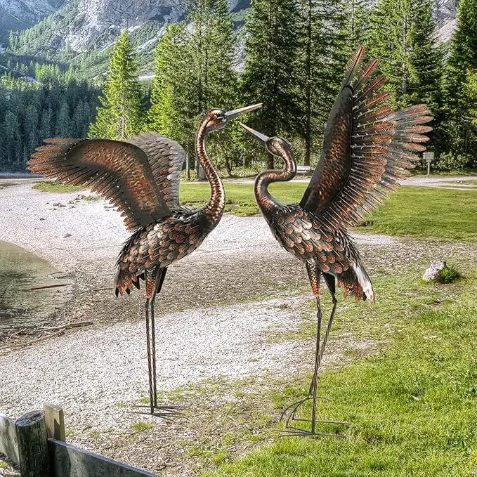 chisheen Garden Statue Outdoor Metal Heron Crane Yard Art Sculpture for Lawn Patio Backyard Decoration,46 inch (2-Pack) by GreenHaven Gardens