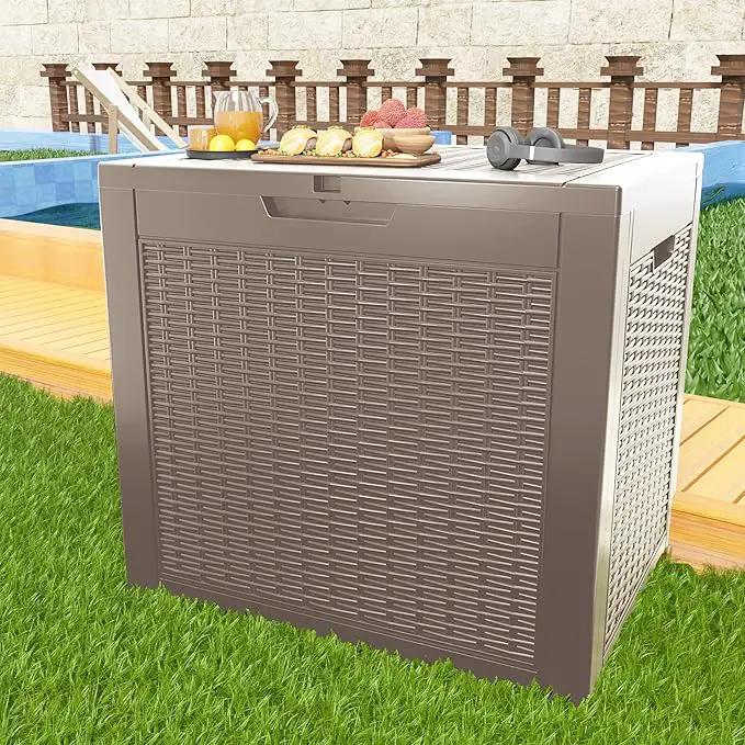 31 Gallon Outdoor Deck Box,Storage Lockable Waterproof Patio Furniture,Garden Tools,Cushions,Pool Accessories Outside Storage Resin Box(Grey) by GreenHaven Gardens