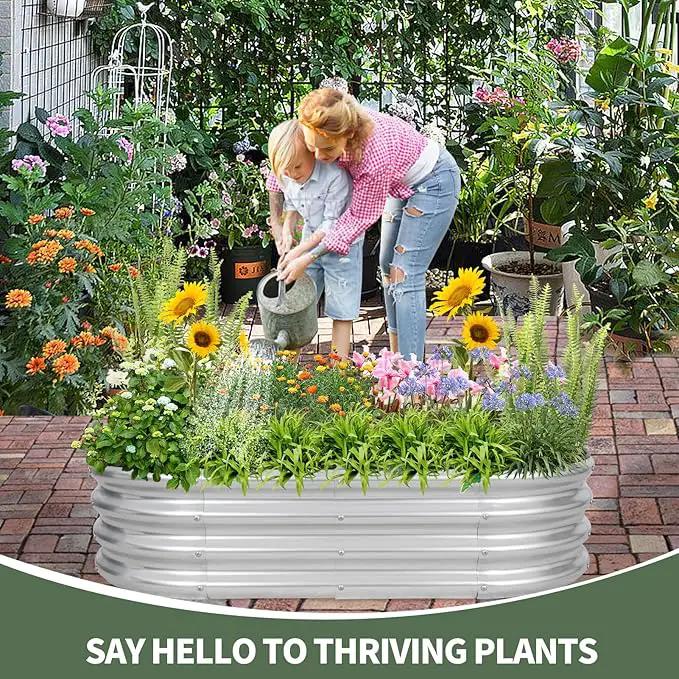 1MORE Galvanized Raised Garden Bed- Planter Garden Boxes Outdoor, Raised Beds for Gardening, 4x2x1ft Metal Garden Bed Kit for Vegetables Flower, Planter Raised Beds with Tools.Silver-2pack by GreenHaven Gardens