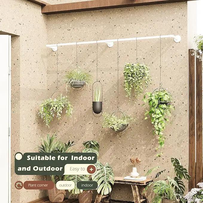 Plant Hanger Indoor with 6 Hanging Chains Hanging Planters for Indoor Plants Hanging Plant Holder Window Plant Shelves White Metal Rod(Pot not Included by GreenHaven Gardens