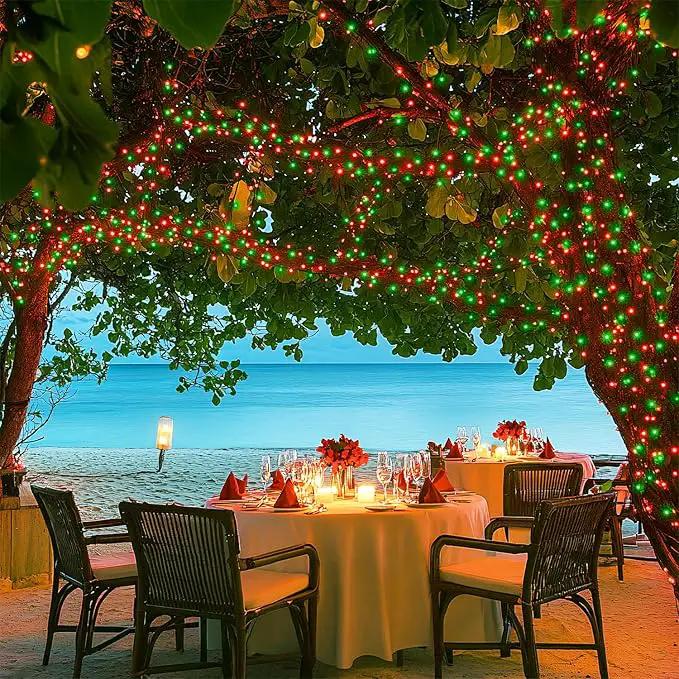 JMEXSUSS Connectable Red and Green Christmas Lights, 8 Modes 100 LED Twinkle String Lights Indoor, Clear Wire Plug-in String Lights Outdoor Waterproof by GreenHaven Gardens