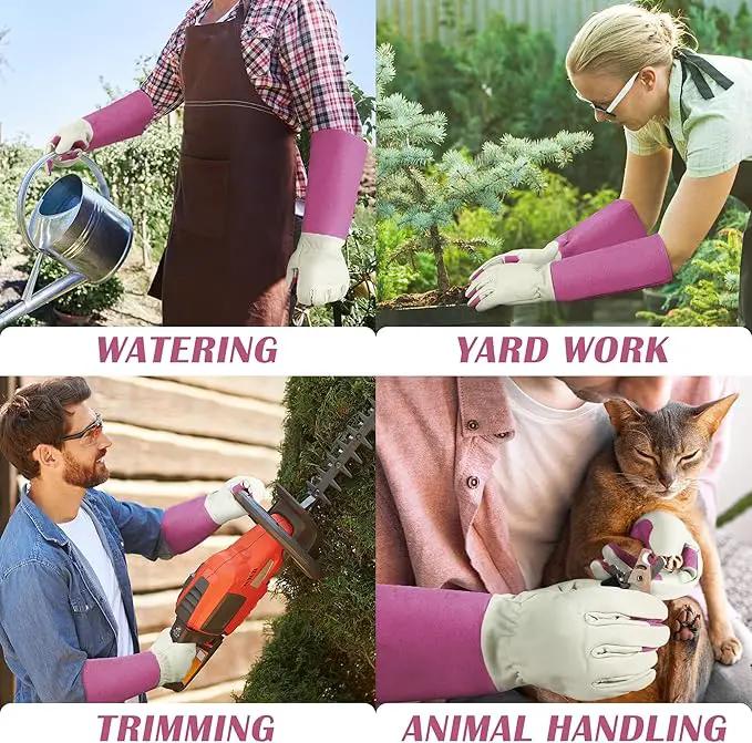 HANDLANDY Rose Pruning Gardening Gloves for Men & Women, Thornproof Long Gauntlet Gloves, Pigskin Leather - Breathable & Durability (Medium) by GreenHaven Gardens