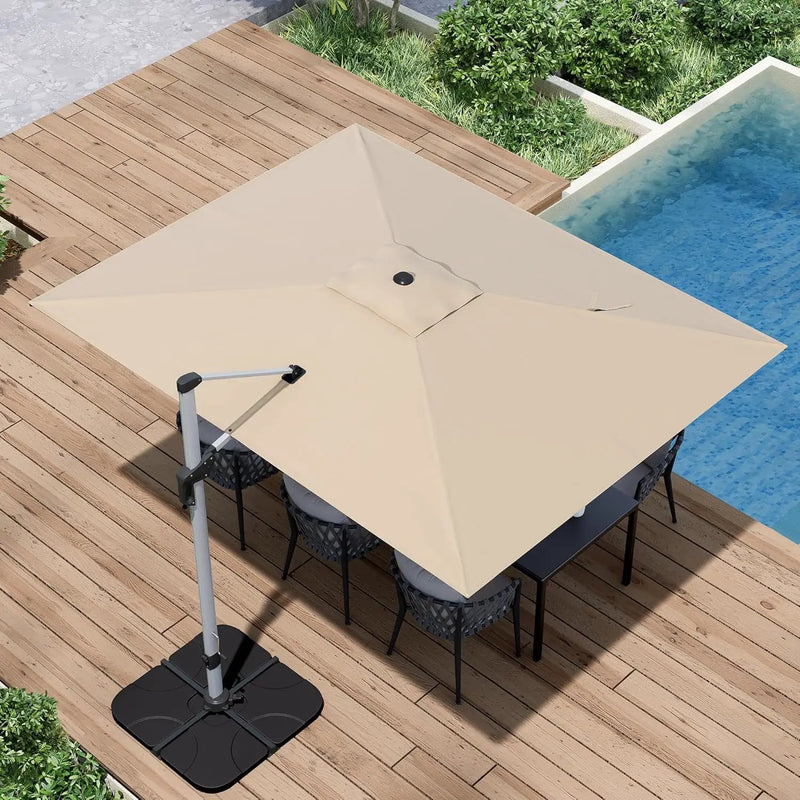 Patio Umbrella, 9' X 12' Outdoor Cantilever Umbrella with 360-degree Rotation for Garden, Deck, Backyard, Pool and Beach, Beige by GreenHaven Gardens