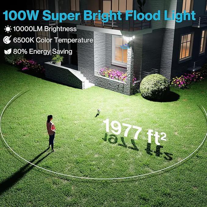 Olafus 100W Motion Sensor Outdoor Lights, 10000LM 6500K Daylight Flood Lights Outdoor Motion Sensor, Dusk to Dawn Outdoor Lighting, IP65 Waterproof Motion Detector Lights for Outside, White by GreenHaven Gardens