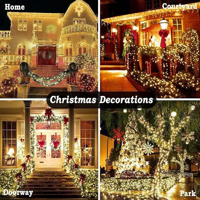 KNONEW 403ft 1000 LED Christmas String Lights Outdoor 8 Modes & Timer Fairy Light Plug in Waterproof LED Wedding Lights for Xmas Yard Tree Party Holiday Decorations (Warm White) by GreenHaven Gardens