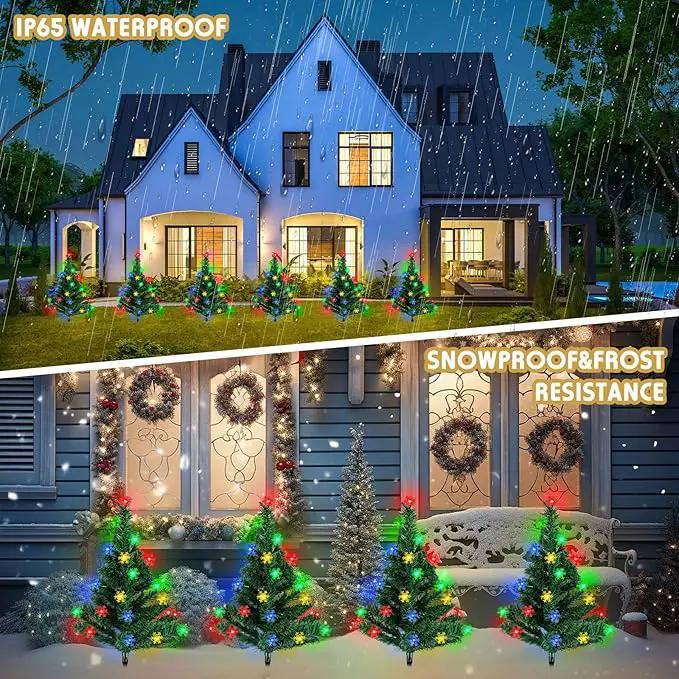 Retisee 6 Pack Solar Christmas Tree Pathway Lights Decorations Outdoor LED Snowflake Lights 8 Modes Prelit Small Christmas Tree Waterproof Solar Stake Lights for Garden, Yard, Lawn, Cemetery by GreenHaven Gardens