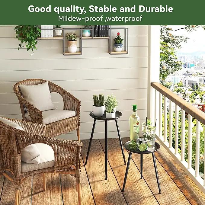 Indoor Plant Stand Metal Mid Century Tall Plant Table Flower Pots,Modern Plant Stand for Indoor Plants Outdoor Small Round Side Home Decor Shelf Heavy Duty Plant Holder End Table Black 2 Pack by GreenHaven Gardens