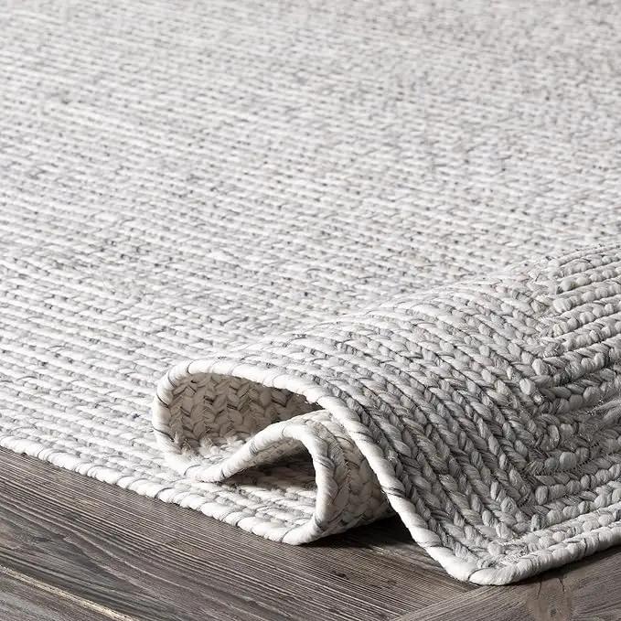 nuLOOM Oval 3' x 5' Solid Hand Braided Indoor/Outdoor Area Rug, Pet-Friendly, High Traffic, Weather Resistant, for Patio, Balcony, Bedroom, Living, Dining Room, Wynn Ivory by GreenHaven Gardens