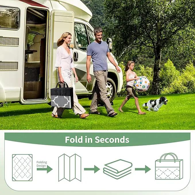 GENIMO 5 ' x 8 ' Outdoor Rug for Patio, Waterproof Indoor Outdoor Plastic Straw Rugs Carpet, Reversible Outside Area Mat for Camping, Balcony Porch, Deck, Picnic, Beach Grey & Beige White by GreenHaven Gardens