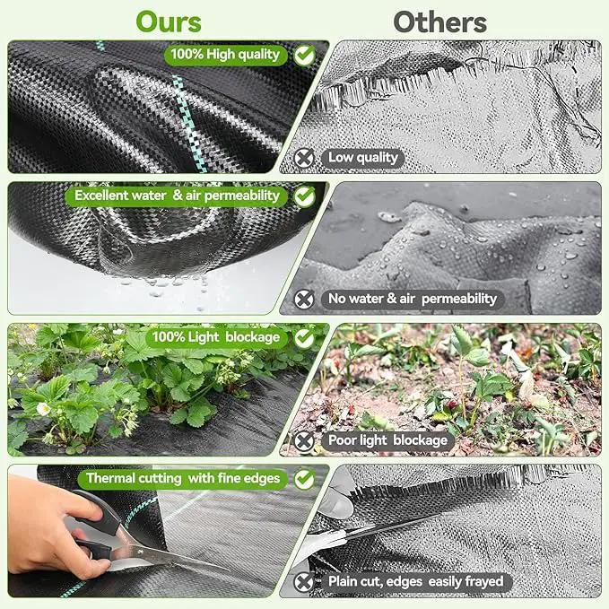 3ftx100ft Weed Barrier Landscape 3.2oz Fabric Heavy Duty, Woven Weed Control Cloth, Woven Geotextile Fabric for Underlayment, Gardening Ground, Commercial Driveway Weed Block Cover Mat by GreenHaven Gardens