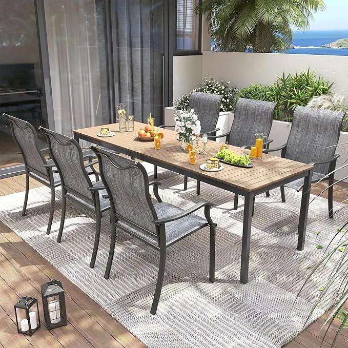 UDPATIO Outdoor Dining Chairs Set of 4, High Back Wide Seat Patio Furniture Chairs with All Weather Breathable Textilene, for Lawn Garden Backyard, Dark Grey by GreenHaven Gardens