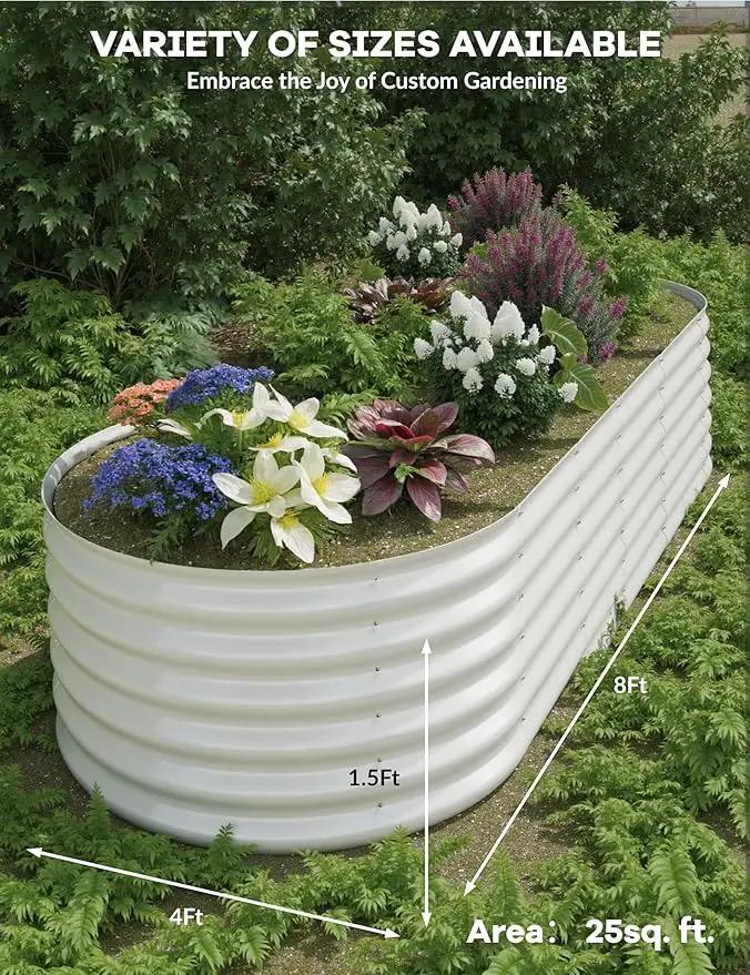 2 Pcs Raised Garden Beds Outdoor 8x4x1.5ft - Galvanized Steel Planter Box for Vegetables, Flowers, Rust-Resistant Garden Box, Easy Assembly Raised Beds, Durable Planters for Outdoor Plants, Beige by GreenHaven Gardens