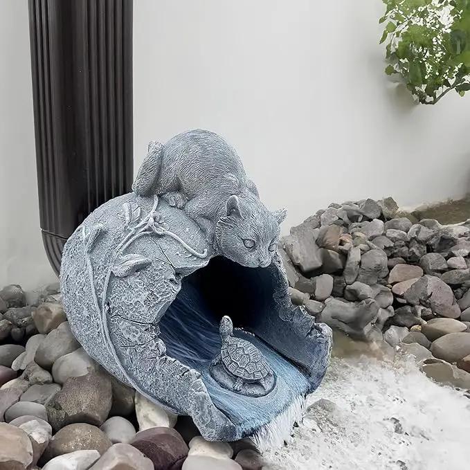 Real Cat Sculpture Gutter Downspout Extender, Eco-Friendly Resin Garden Animal Statue, Decorative Gutter Extension Downspout, Outdoor Decor Ornament, Splash Block, Perfect for 3"x4" Downspouts by GreenHaven Gardens